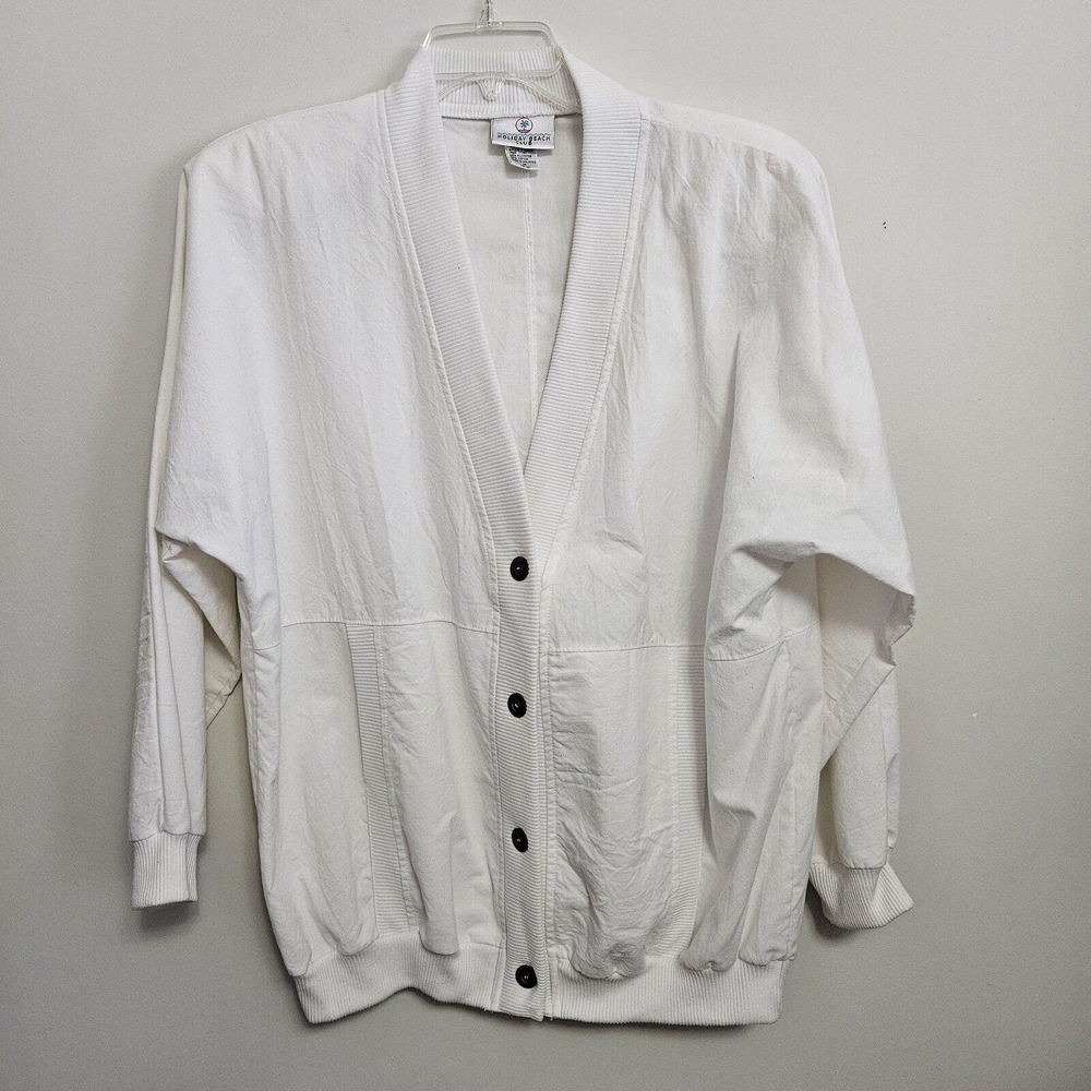 Holiday Beach Club Jacket White Womens M (10-12) Oversized Dolman Sleeve EUC